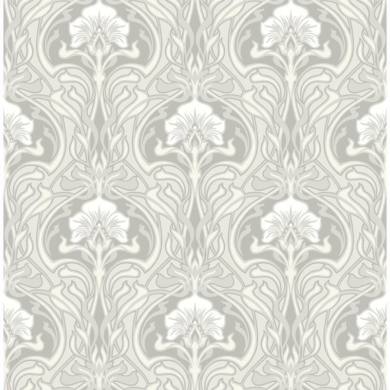 Shop 2970-26149 Revival Mucha Off-White Botanical Ogee Wallpaper Off-White A-Street Prints Wallpaper