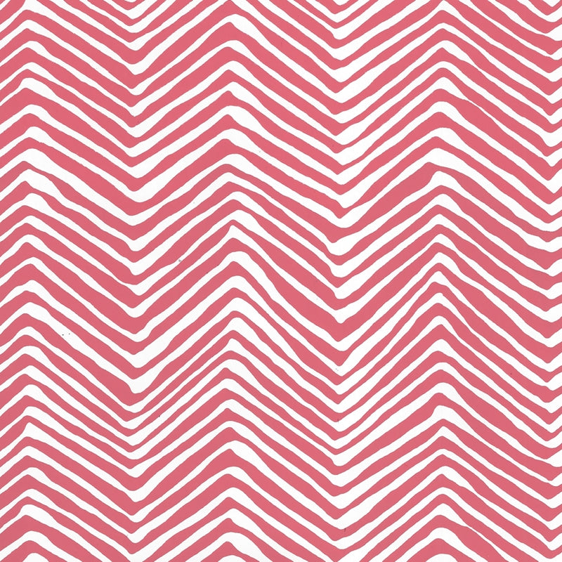 Sample AP303-07PV Petite Zig Zag, Watermelon on White Vinyl by Quadrille Wallpaper