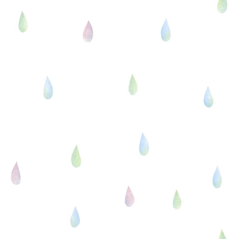 Sample DA60002 Day Dreamers, Raindrops Pink, Blue, and Green Seabrook Wallpaper