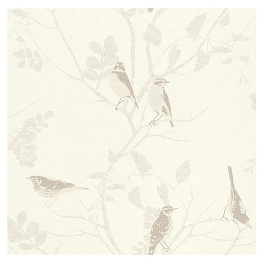 Shop WW-268569 Cosy White Yellow Birds by Washington Wallpaper