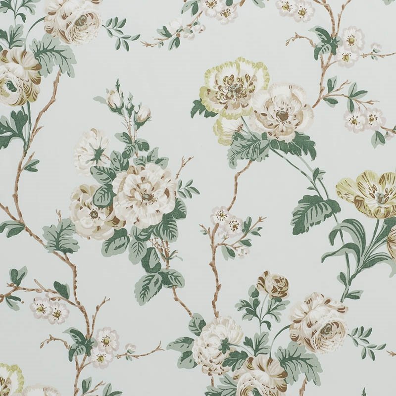 Purchase sample of 178402 Betty Chintz, Celadon by Schumacher Fabric