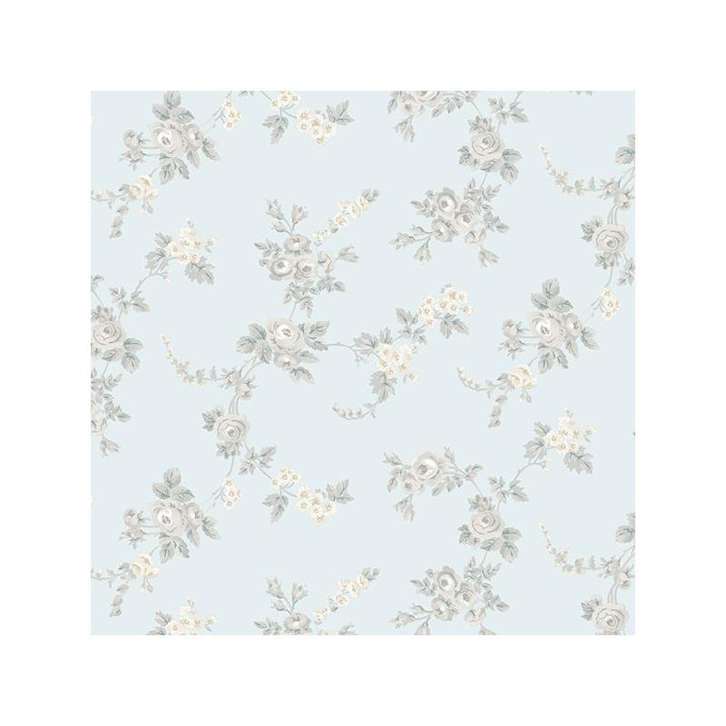 Sample AF37706 Flourish Abby Rose 4, Blue Chic Rose Wallpaper in Turquoise, Greys Yellow by Norwall