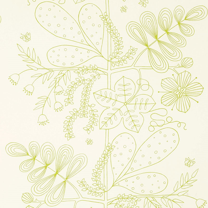 Purchase sample of 176200 Blommen Print, Lime by Schumacher Fabric