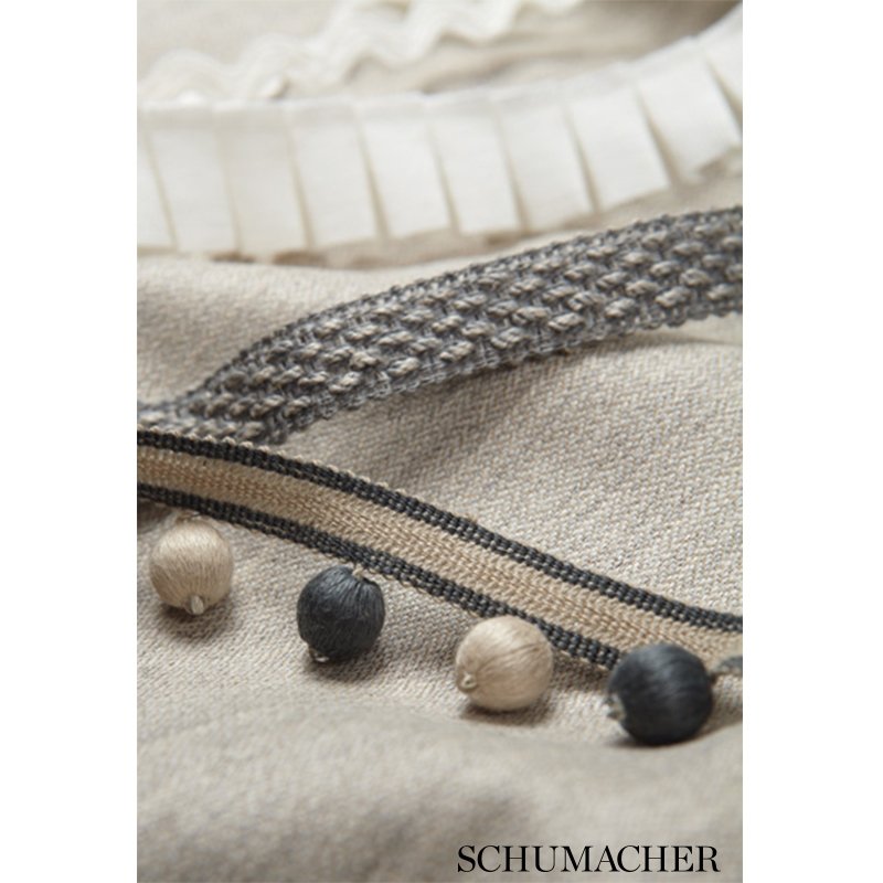 65541 Alix Linen Gimp Greige by Schumacher 1,65541 Alix Linen Gimp Greige by Schumacher 2