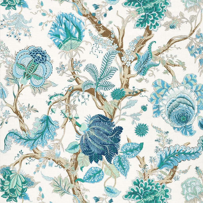 Purchase sample of 175784 Indian Arbre, Peacock & Emerald by Schumacher Fabric