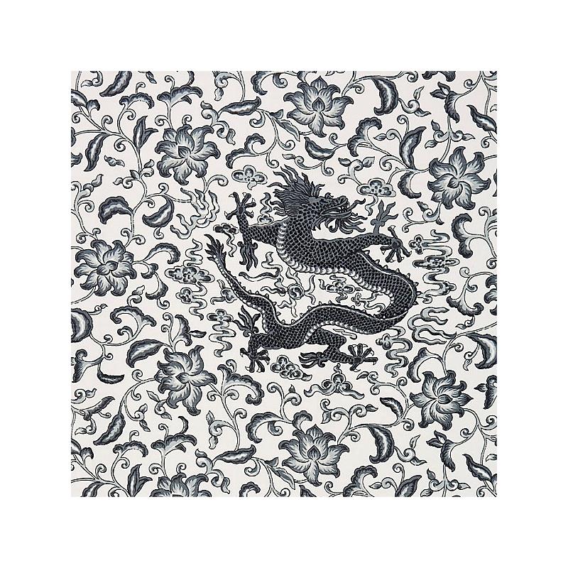Find 16558-005 Chi'En Dragon Linen Print Charcoal by Scalamandre Fabric