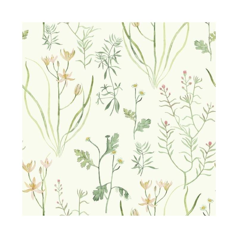 Sample NR1565 Norlander, Alpine Botanical, White Off Whites Botanical York Wallpaper