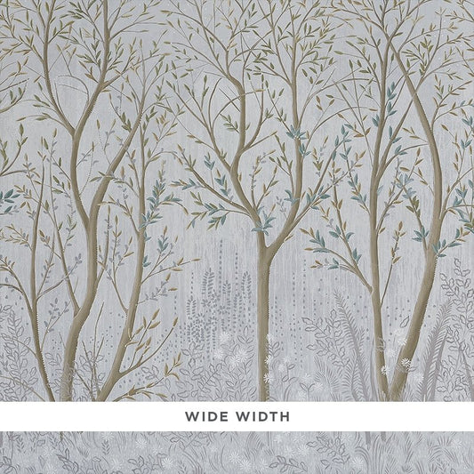 Search 5010920 Brindille Gold Accented Panel Dove Schumacher Wallcovering Wallpaper
