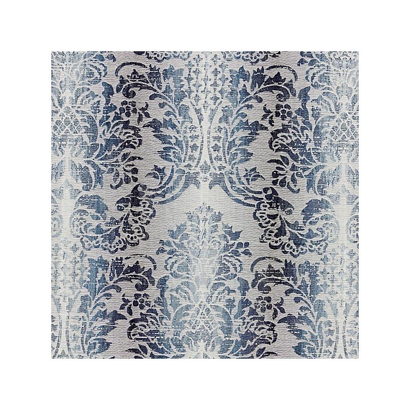 Sample 27093-004 Sorrento Linen Damask, Indigo - Scalamandre Fabric (SC 000427093)