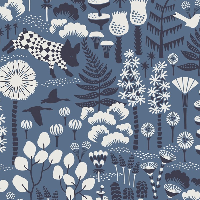 Find 1453 Hoppmosse Blue by Borastapeter Wallcovering