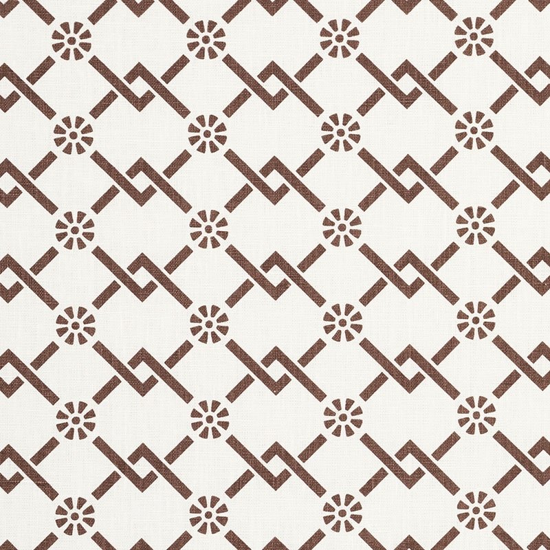 Purchase sample of 178312 Fretwork Flower, Chestnut by Schumacher Fabric