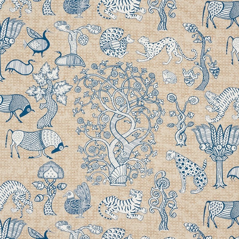 Shop 178320 Animalia Blue & Natural by Schumacher Fabric