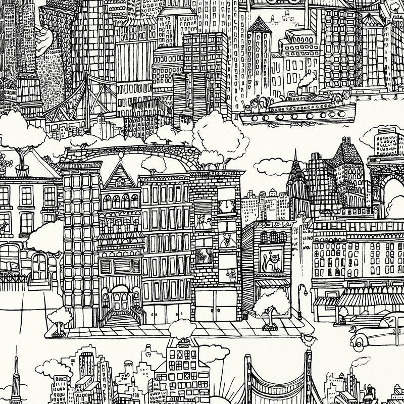 Purchase sample of 2643410 New York New York, Black And White by Schumacher Fabric
