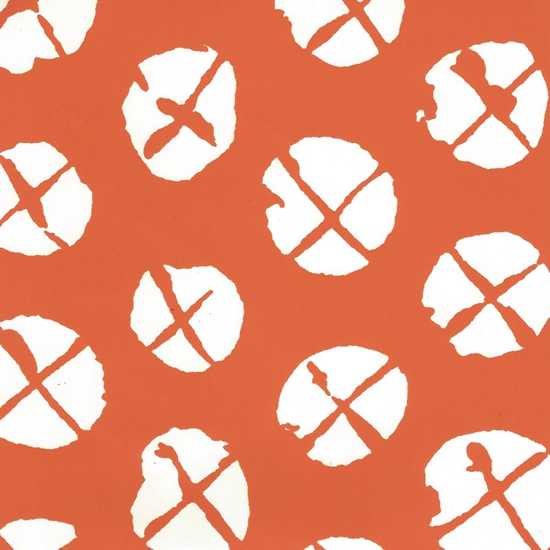 Sample 6655WP-06 Obi Ii Reverse, Orange on Almost White by Quadrille Wallpaper