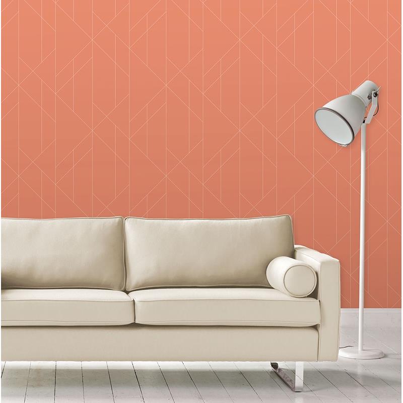Acquire 2889-25201 Plain Simple Useful Torpa Coral Geometric Coral A-Street Prints Wallpaper