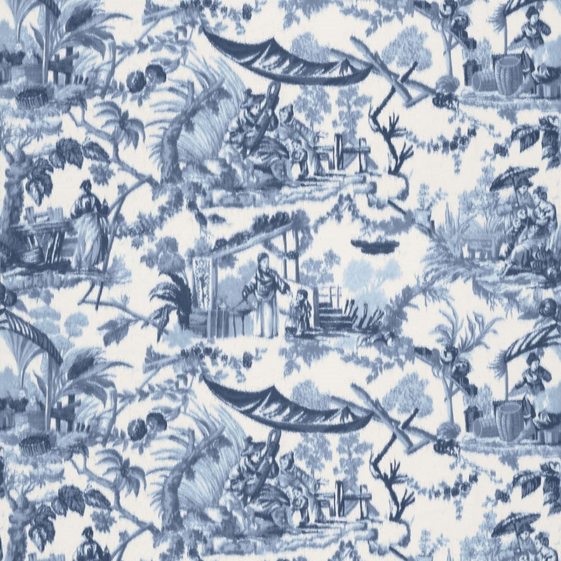 Purchase sample of 175101 Pavillon Chinois, Lapis by Schumacher Fabric
