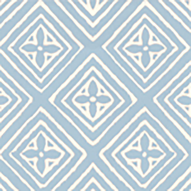Sample 2490-21WP Fiorentina, Swedish Blue on Off White by Quadrille Wallpaper