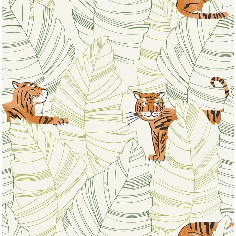 Purchase DA61204 Day Dreamers Hiding Tigers Green and Orange by Seabrook Wallpaper