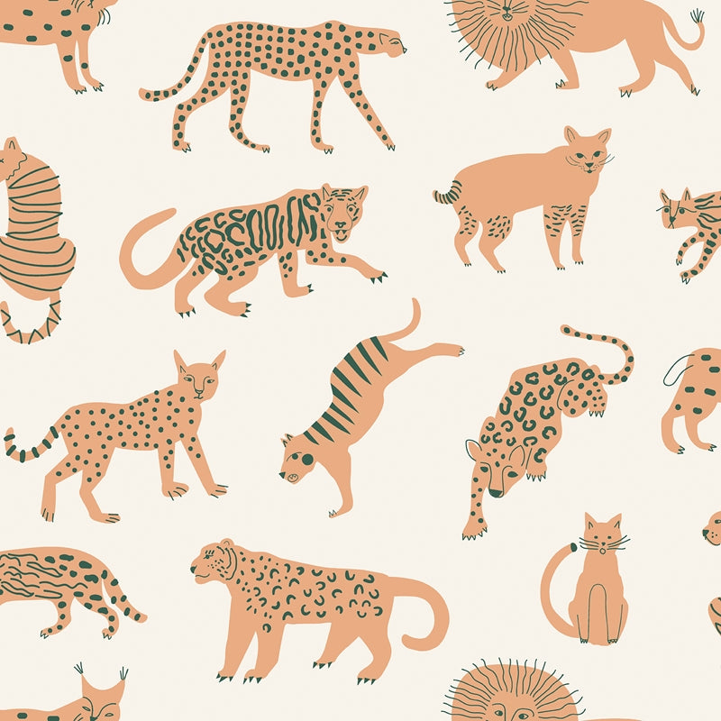Sample LDS4584 Leah Duncan, Tangerine Kitty Kitty Peel and Stick Wallpaper by NuWallpaper