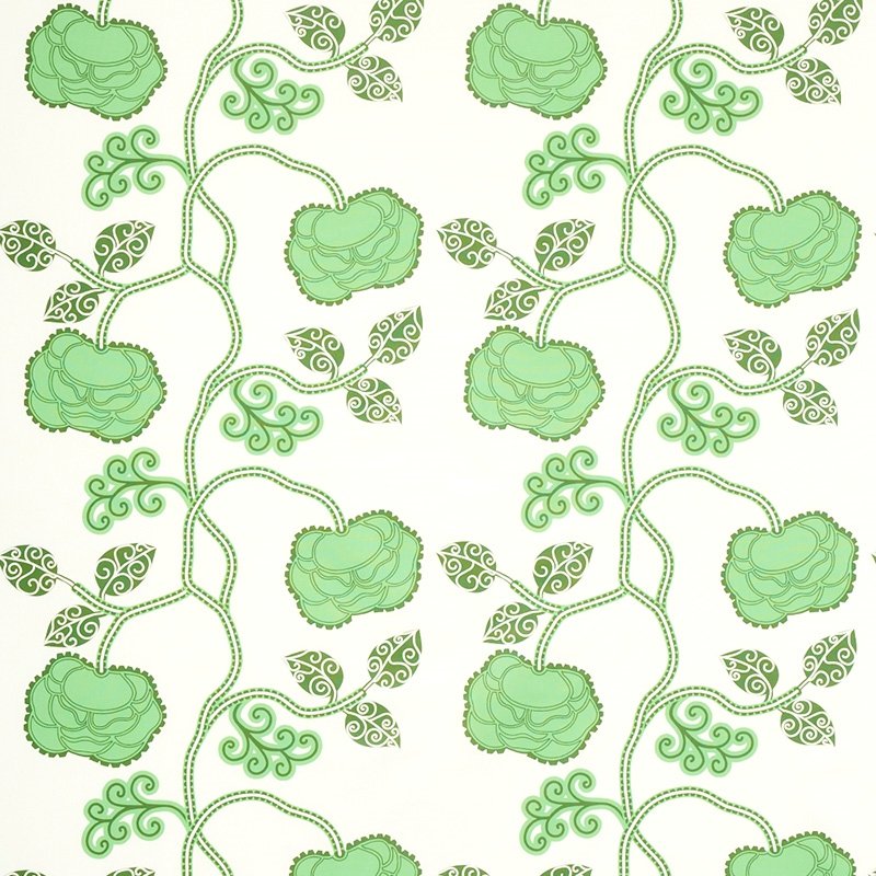 Purchase sample of 179540 Queen Fruit Chintz, Jade by Schumacher Fabric
