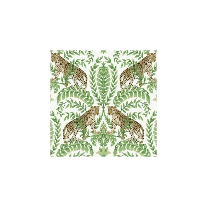 Sample - KT2203 Ronald Redding 24 Karat, Jungle Leopard Wallpaper White/Green by Ronald Redding