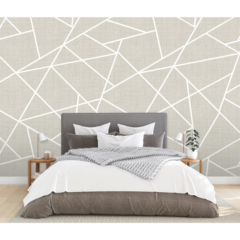 Order ASTM3915 Katie Hunt Modern Lines White on Dove Grey Wall Mural by Katie Hunt x A-Street Prints Wallpaper