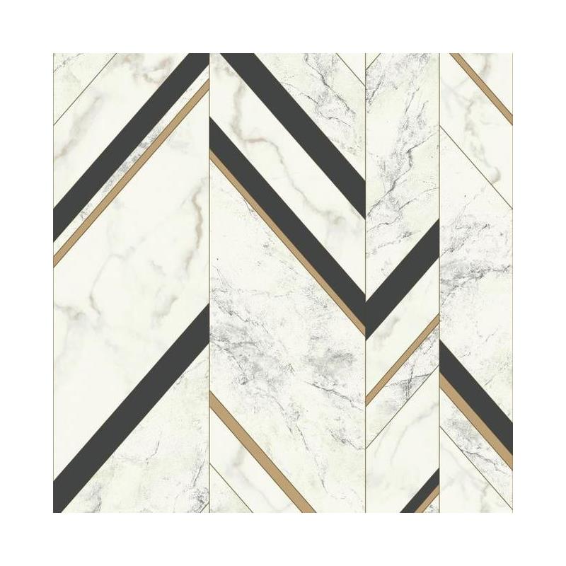 Sample MM1805 Mixed Materials, Marble Chevron color Black Chevron by York Wallpaper