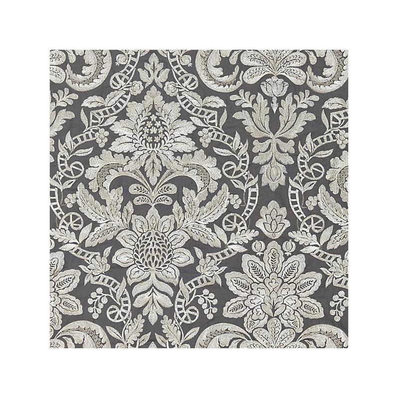 Buy 27086-004 Elizabeth Damask Embroidery Charcoal by Scalamandre Fabric