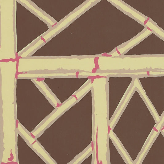 Find 6020W-01 Lyford Trellis Brown Cream Beige Terracotta by Quadrille Wallpaper