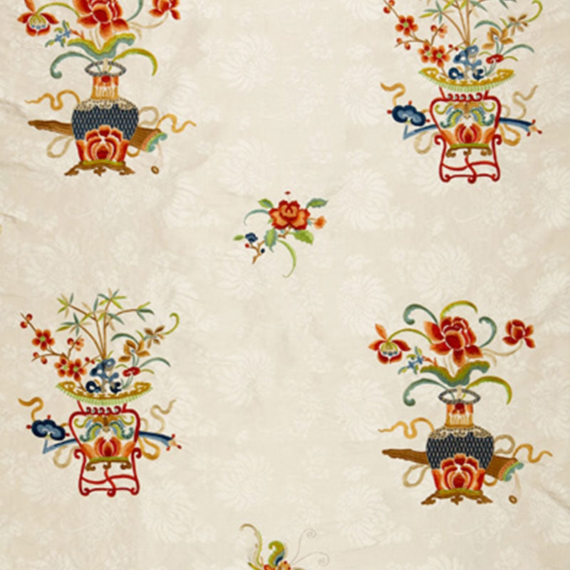 Purchase sample of 64420 Ming Embroidery, Multi-Color by Schumacher Fabric
