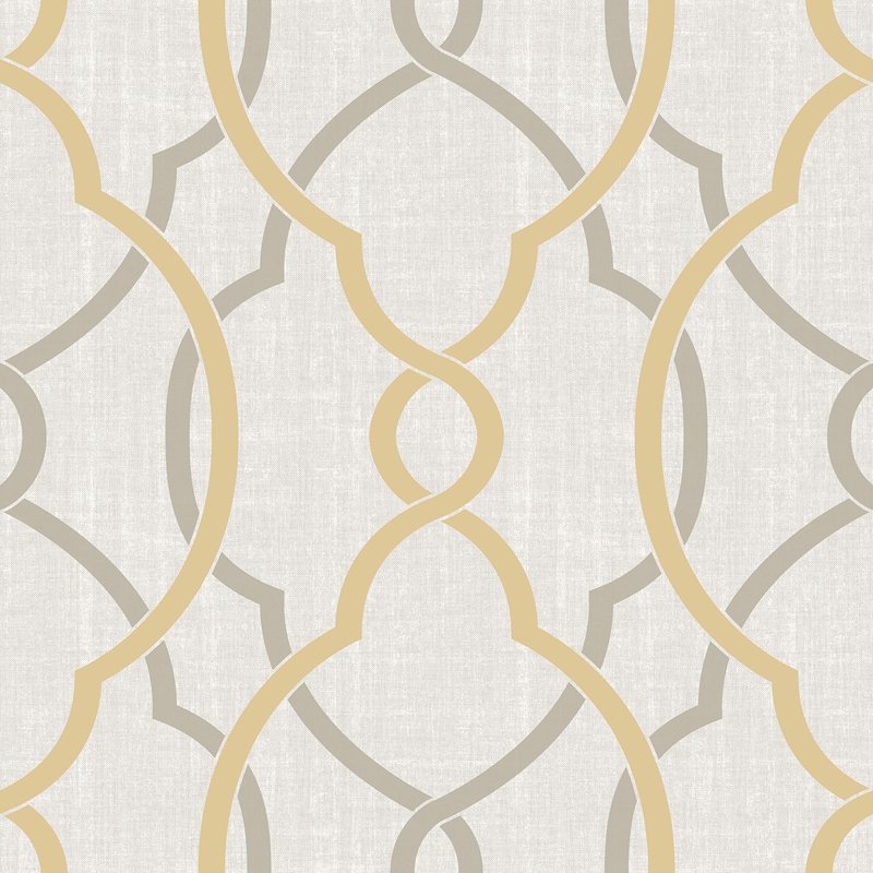 Looking NU1695 Sausalito Taupe/Yellow Geometric Peel and Stick by Wallpaper