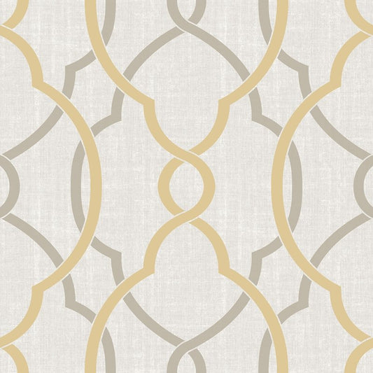Looking NU1695 Sausalito Taupe/Yellow Geometric Peel and Stick by Wallpaper