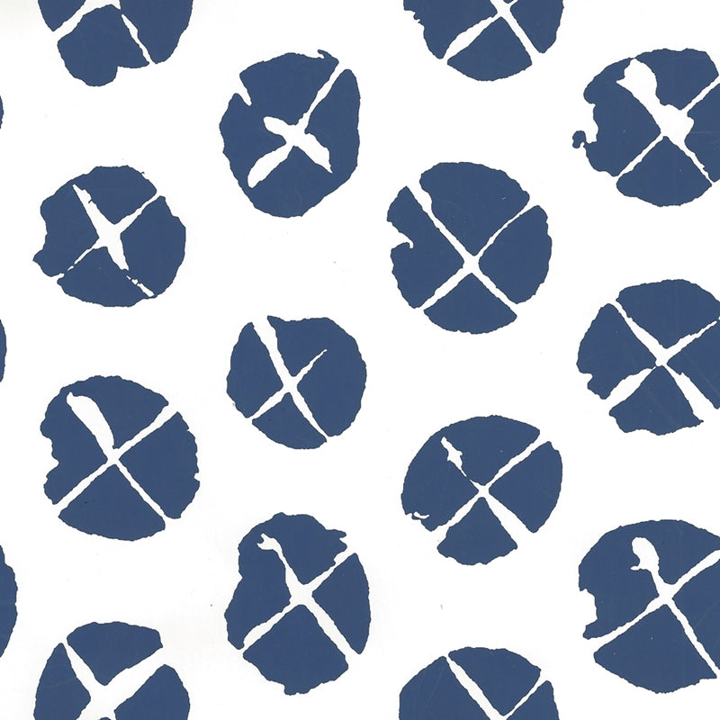 Sample 6650WP-09-1000 Obi Ii, Navy on Almost White by Quadrille Wallpaper