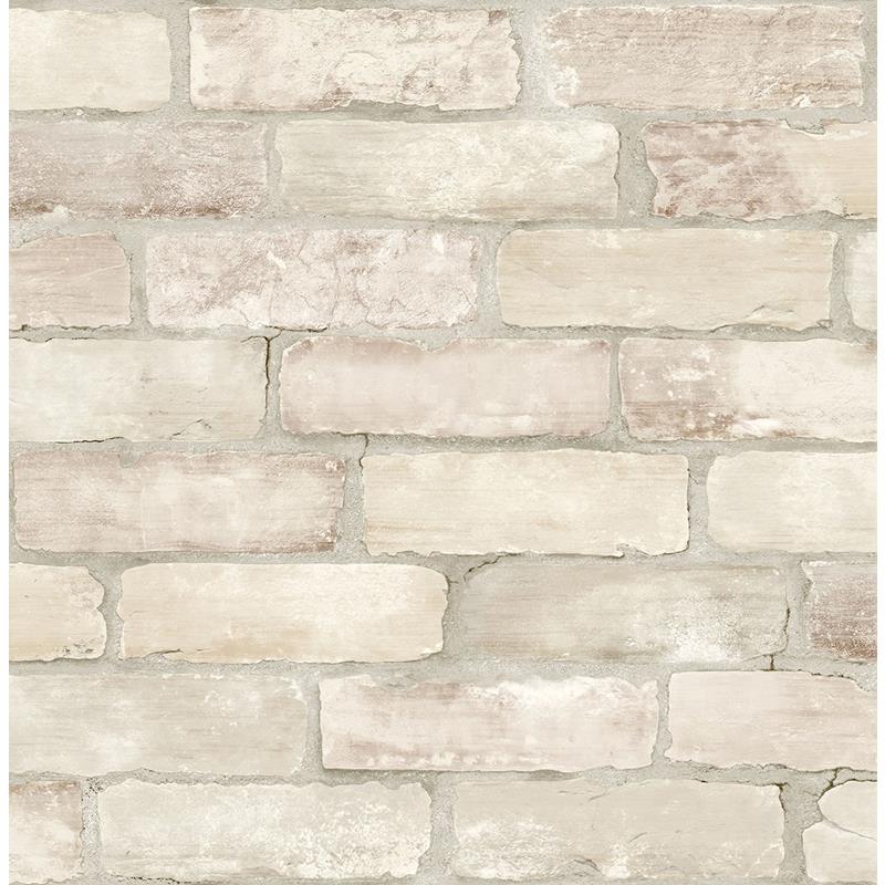 Sample AST4076 Zio and Sons, Limewashed Weathered Brick Bone Brick by A-Street Prints Wallpaper