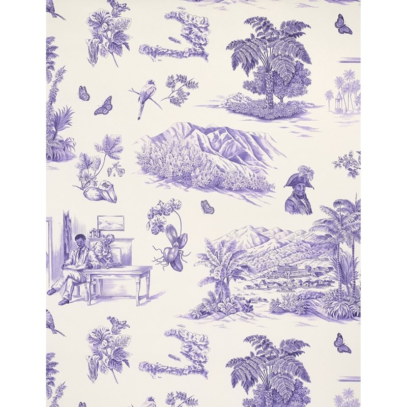 Find 5013772 Toussaint Toile Purple On Cream Schumacher Wallcovering Wallpaper