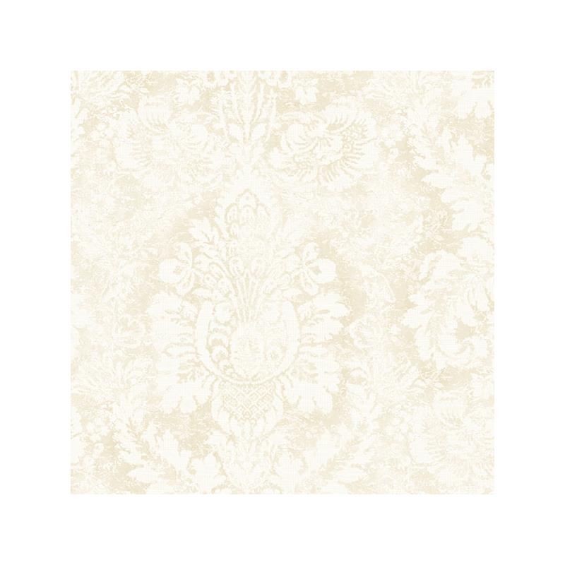 Sample AB42427 Flourish Abby Rose 4, Neutral Valentine Damask Wallpaper in Cream Vanilla by Norwall