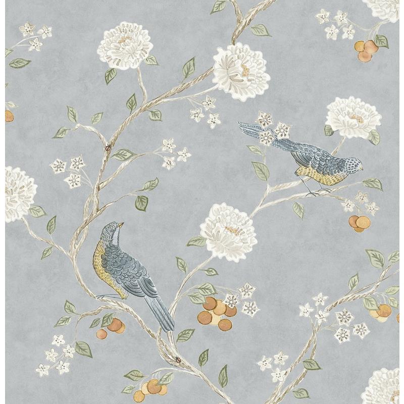 Sample AST4362 Erin Gates, Wellesley Blue Heather Chinoiserie Wallpaper by A-Street Prints Wallpaper