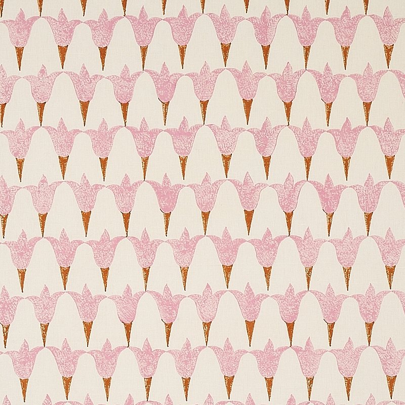 Purchase sample of 179821 Tulip Hand Block, Rose and Copper by Schumacher Fabric