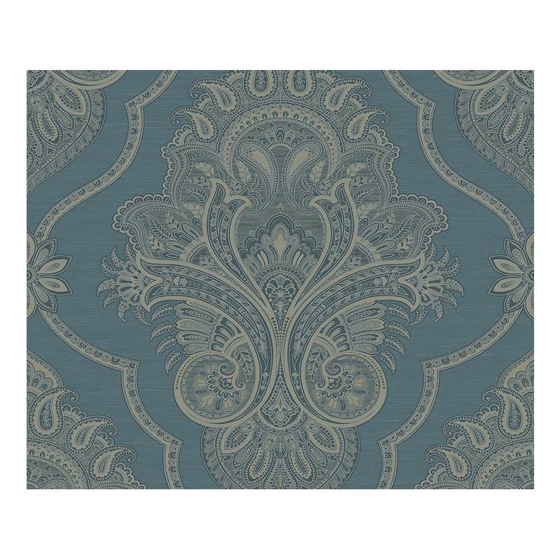 Sample Carl Robinson  CR32902, Kingsbury color Blue  Damask Wallpaper