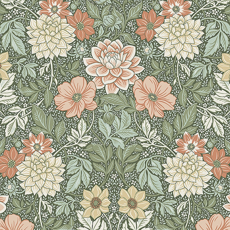 Sample 7666 Dahlia Garden, Green By Borastapeter Wallpaper