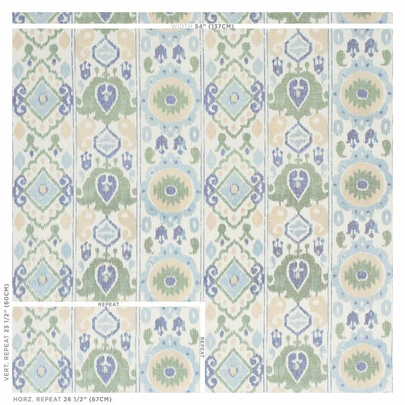 Acquire 179051 Elizia Ikat Green Blue Schumacher Fabric