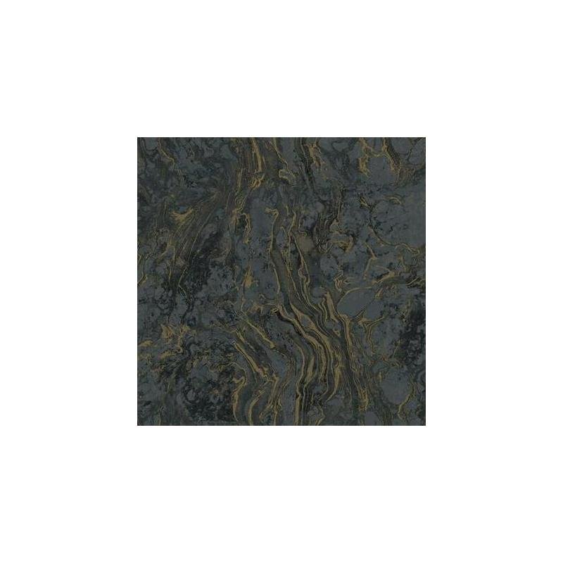 Sample KT2224 Ronald Redding 24 Karat, Polished Marble Wallpaper Black by Ronald Redding