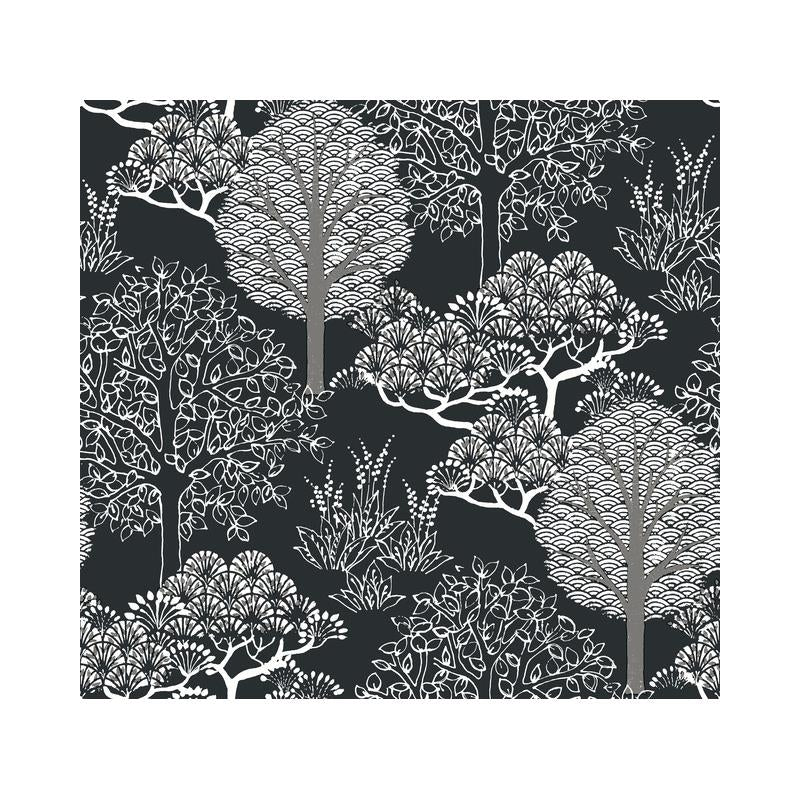 Sample BW3852 Kimono Trees, Black and White Resource Library by York Wallpaper