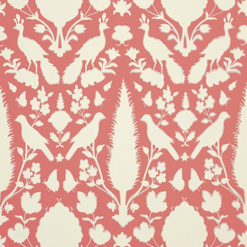 Search 5004125 Chenonceau Coral Schumacher Wallpaper