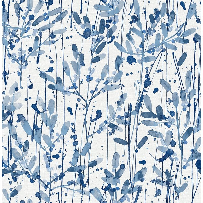 Sample 2975-26237 Scott Living II, Leandra Indigo Floral Trail by A-Street Prints Wallpaper