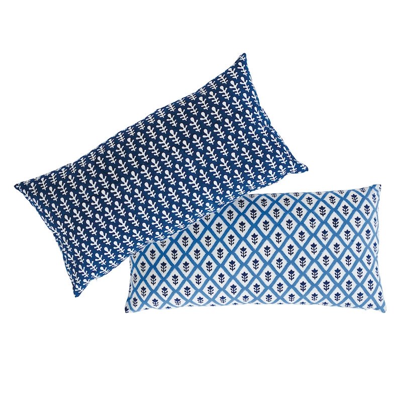 So17924118 | Bagru and Buti Pillow, Blue - Schumacher Pillows