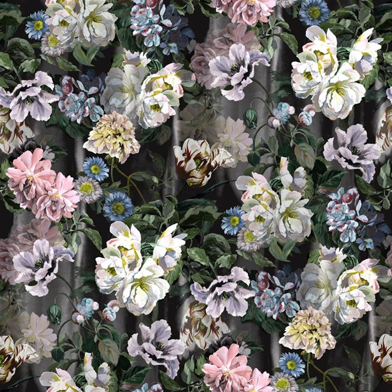 Sample PDG1038-01 Delft Flower Grande Graphite by Designer Guild Wallpaper