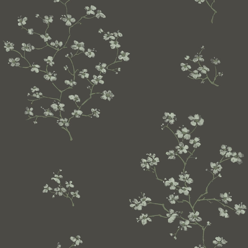 Sample DD148737 Design Department, Morrible Black Floral Wallpaper by Brewster