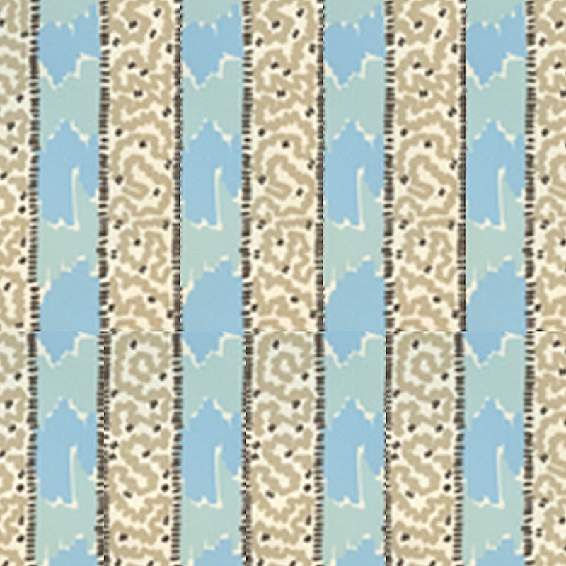 Sample 5060-03WP Bijou Stripe, New Blue Brown Taupe by Quadrille Wallpaper