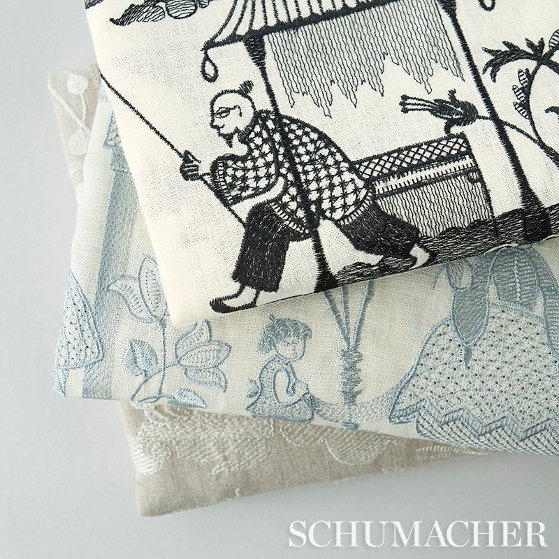 Shop 66602 Bassano Embroidered Toile Black Schumacher Fabric